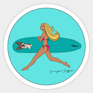 Surfing is fun in the sun Sticker